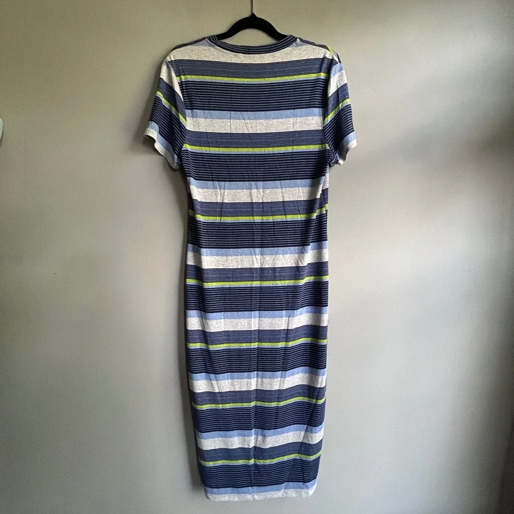 Rachel Rachel Roy Blue‎ Striped Short Sleeve Midi T-Shirt Dress Womens Large